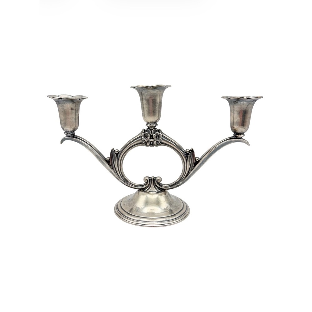 WM Rogers Spring Flower Silverplate Candelabra 3 Light Centerpiece Art Nouveau
